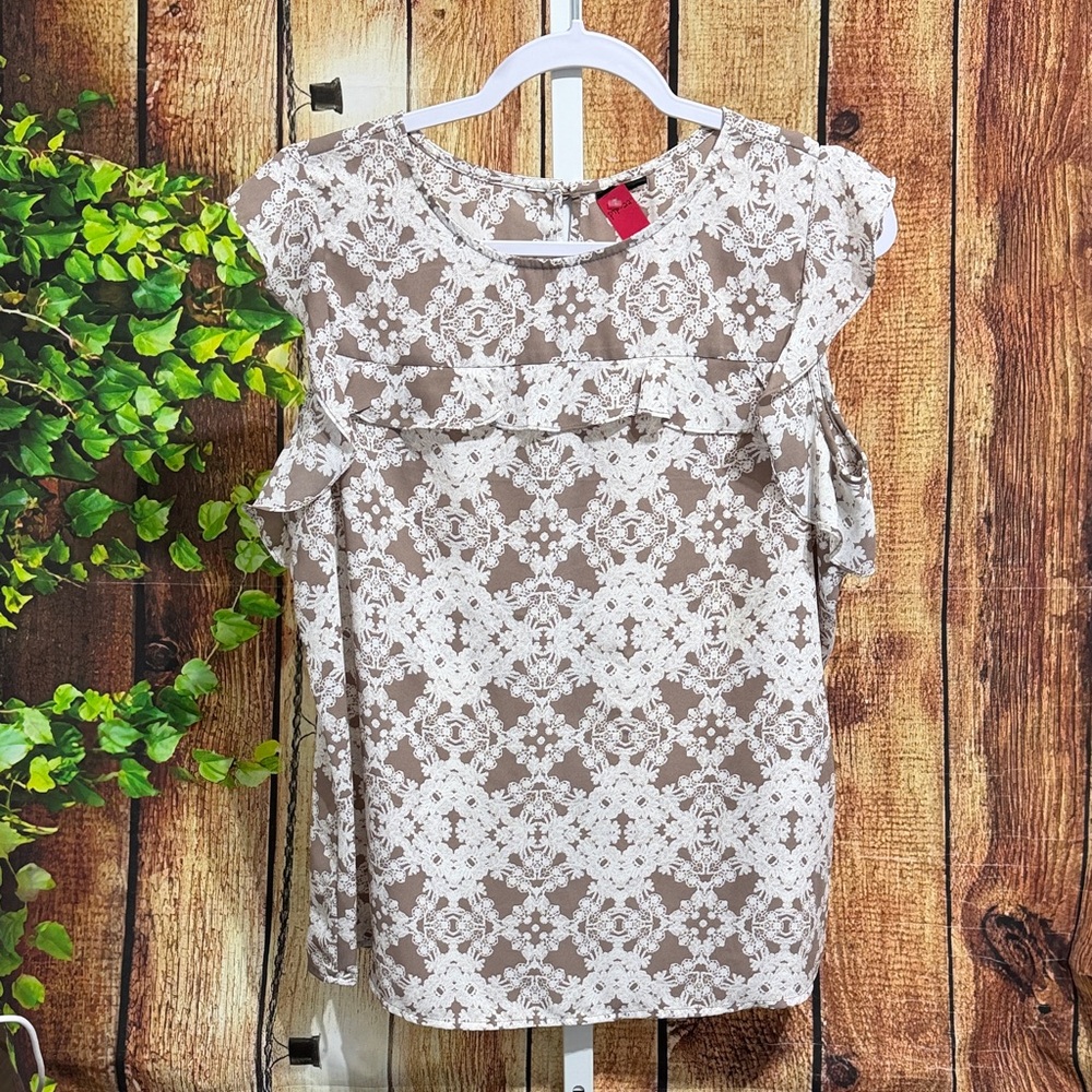 Ruffle Cap Sleeve Blouse Size L/XL
